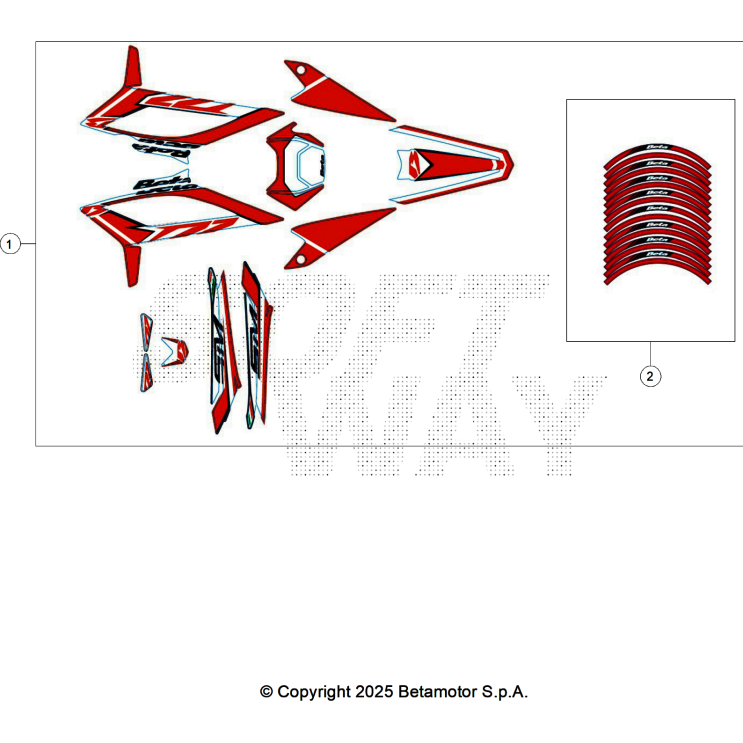 VUE ECLATEE KIT DECO BETA MOTARD 50 RR WHITE SPORT 2025